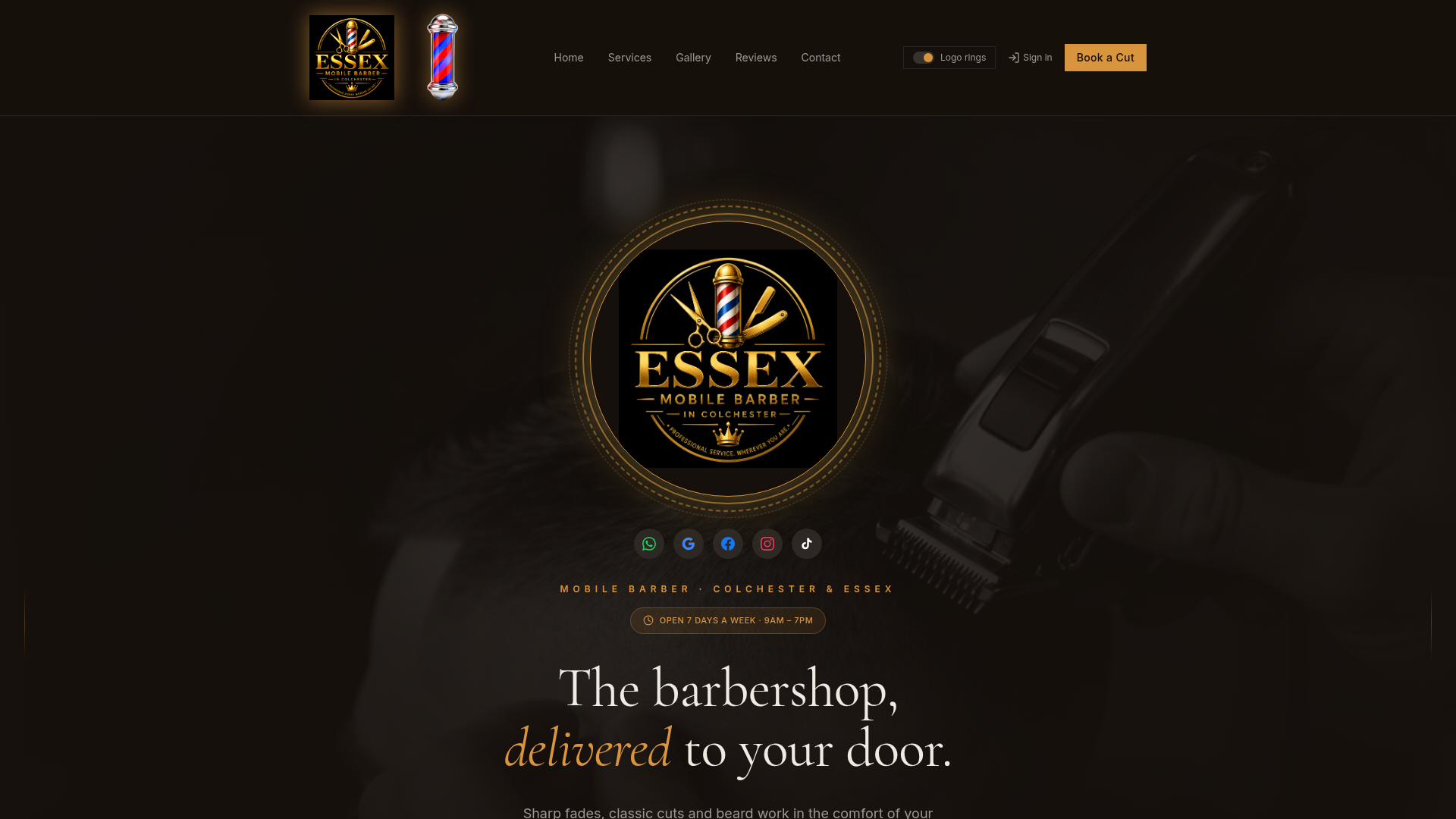 Essex Mobile Barber desktop website